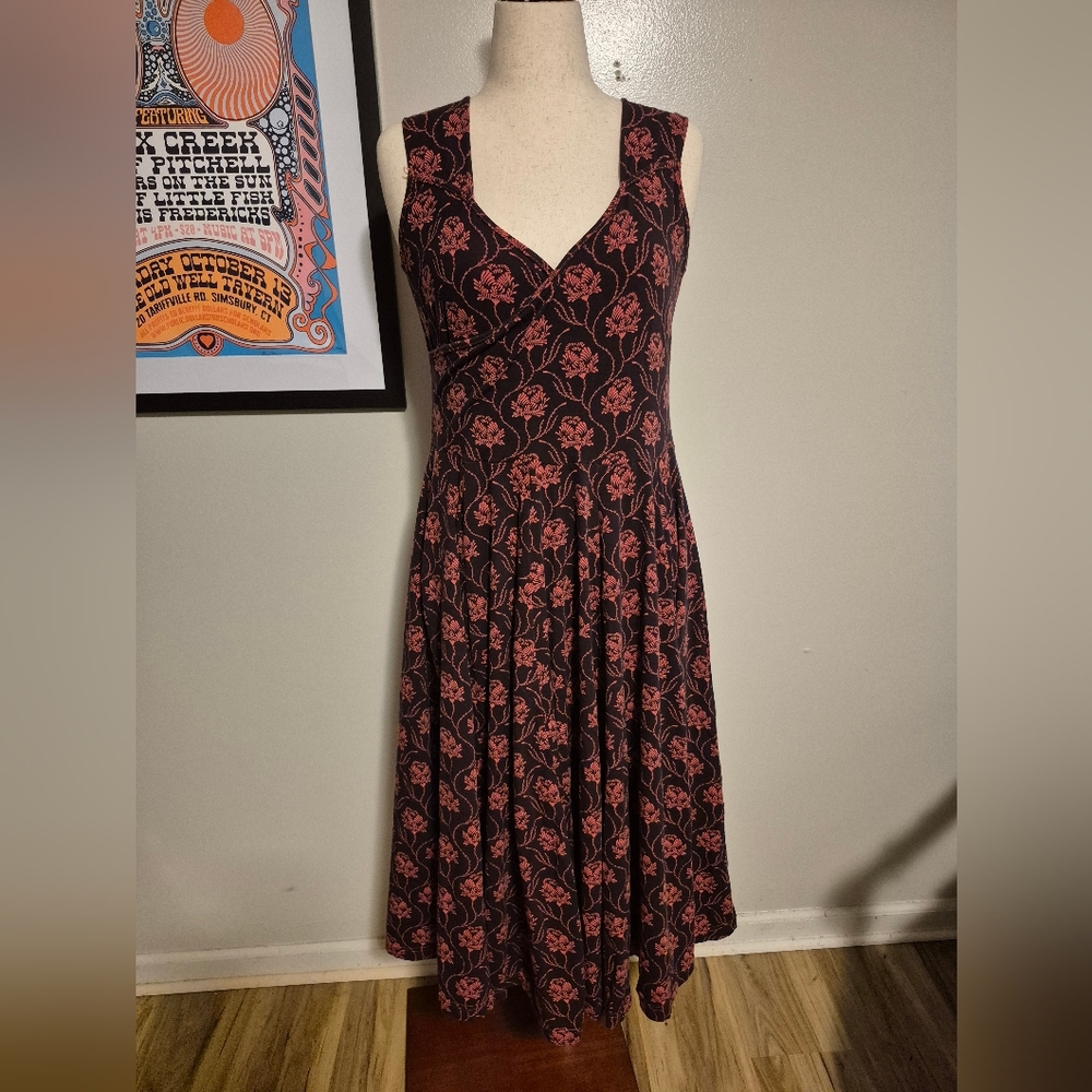 Effie's Heart Black and Red Floral Midi Dress